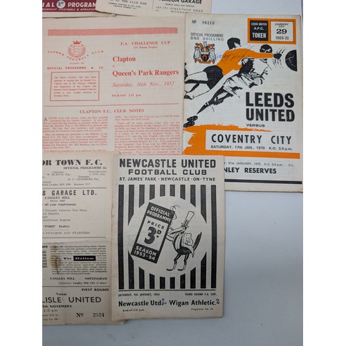 303 - Group (15) Mostly 1950s Football Programs, FA Cup, Etc Some Unusual Ones, Burnley, Wisbech Town, Dag... 