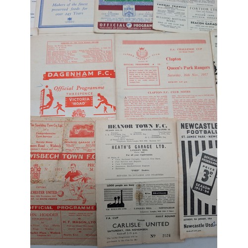 303 - Group (15) Mostly 1950s Football Programs, FA Cup, Etc Some Unusual Ones, Burnley, Wisbech Town, Dag... 