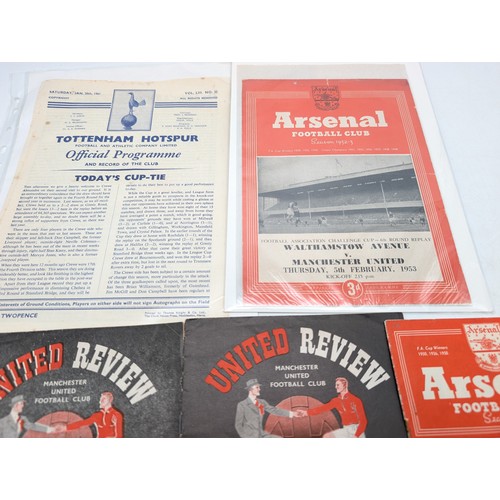 304 - Mostly 1950s, United Review, Arsenal & Tottenham Programs  Typical Rusty Staple Marks