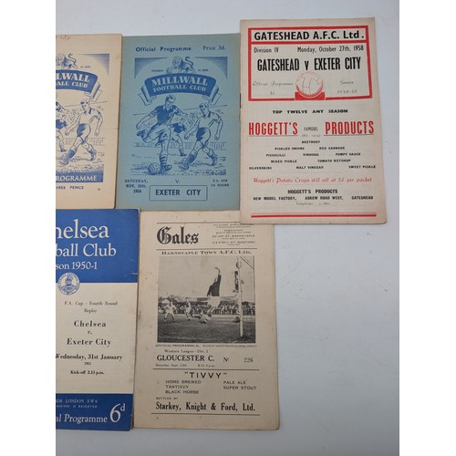 306 - Group (7) 1950s Exeter City Programs, Including FA Cup, Chelsea, Liverpool 49/50, Milwall Good Condi... 