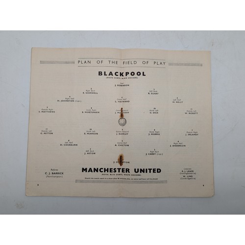 313 - 1948 FA CUP FINAL / BLACKPOOL V MANCHESTER UNITED Programme Rusty Staples Overall Good