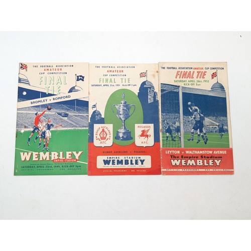 319 - Trio Amateur Cup Final Programmes 1949/52/52 Overall Condition Good