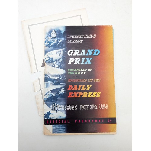 325 - Group 7 1950/60s Silverstone Grand Prix programmes, Overall Condition Fair Good Group - 1954 Detache... 