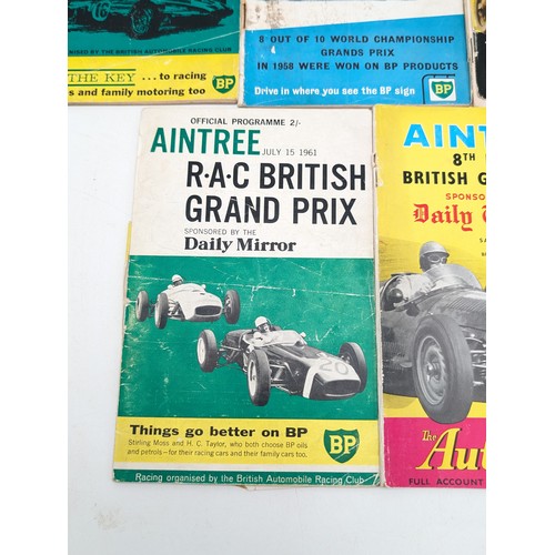 326 - Group 5 Aintree Grand Prix Programmes 50s/60s Good Bundle 1961 Detached