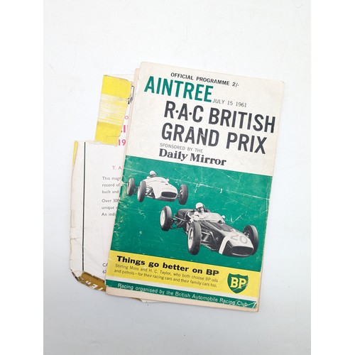 326 - Group 5 Aintree Grand Prix Programmes 50s/60s Good Bundle 1961 Detached