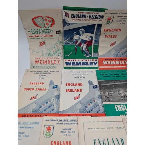 327 - Group 20 England Hockey Programmes, 1950s/60s Good Overall