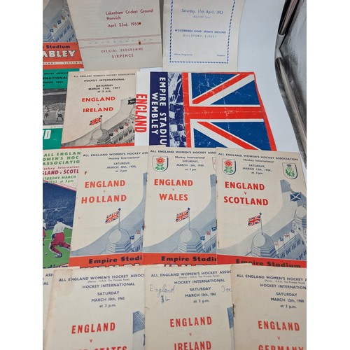 327 - Group 20 England Hockey Programmes, 1950s/60s Good Overall