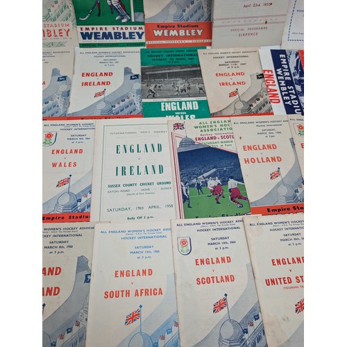 327 - Group 20 England Hockey Programmes, 1950s/60s Good Overall