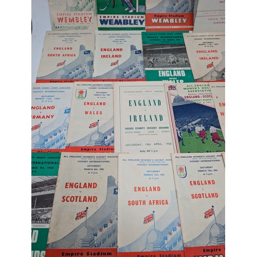 327 - Group 20 England Hockey Programmes, 1950s/60s Good Overall