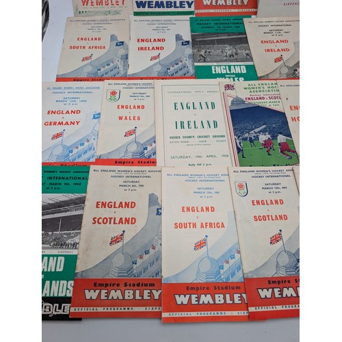 327 - Group 20 England Hockey Programmes, 1950s/60s Good Overall