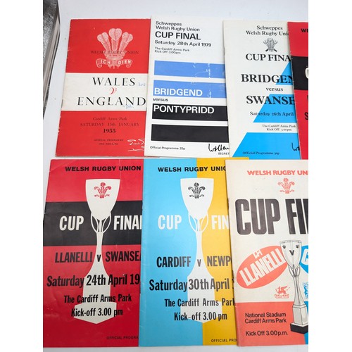 334 - Group (13) Welsh Rugby Union Programmes Mostly Cup Finals 1955-1979