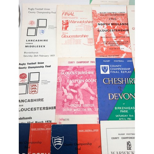 336 - Group (20) Vintage County Championship Rugby Programmes 50s/60s/70s Mostly Good Condition