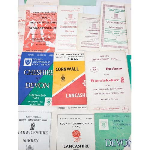 336 - Group (20) Vintage County Championship Rugby Programmes 50s/60s/70s Mostly Good Condition