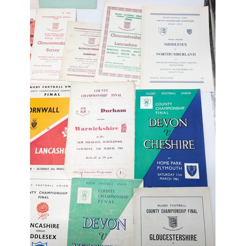 336 - Group (20) Vintage County Championship Rugby Programmes 50s/60s/70s Mostly Good Condition