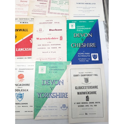 336 - Group (20) Vintage County Championship Rugby Programmes 50s/60s/70s Mostly Good Condition