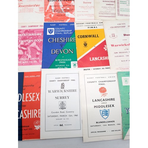 336 - Group (20) Vintage County Championship Rugby Programmes 50s/60s/70s Mostly Good Condition