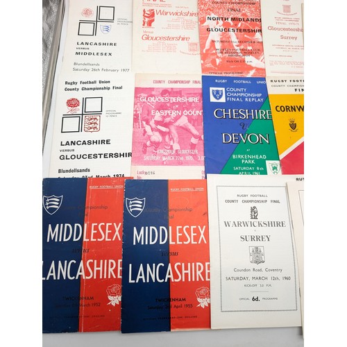 336 - Group (20) Vintage County Championship Rugby Programmes 50s/60s/70s Mostly Good Condition