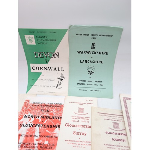 336 - Group (20) Vintage County Championship Rugby Programmes 50s/60s/70s Mostly Good Condition