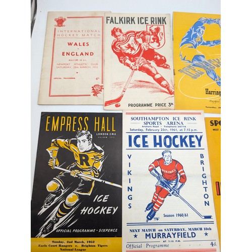 338 - Group (9) Vintage Mostly 50s Ice Hockey Programmes Overall Good