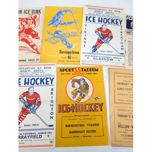 338 - Group (9) Vintage Mostly 50s Ice Hockey Programmes Overall Good