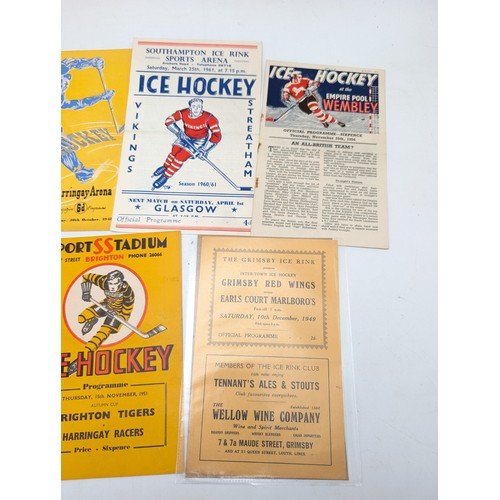 338 - Group (9) Vintage Mostly 50s Ice Hockey Programmes Overall Good