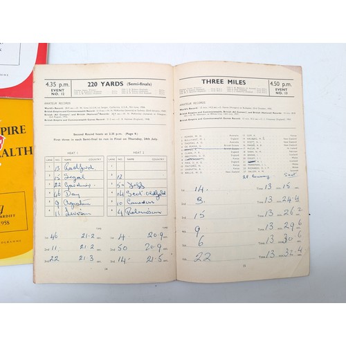 354 - Group (4) British Empire Commonwealth Games 1958 Programmes, Cycling & Athletics Overall Good Condit... 