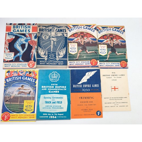 358 - Group (8) 1940s-50 British Empire / Commonwealth Games Programmes In Overall Good Condition For Age