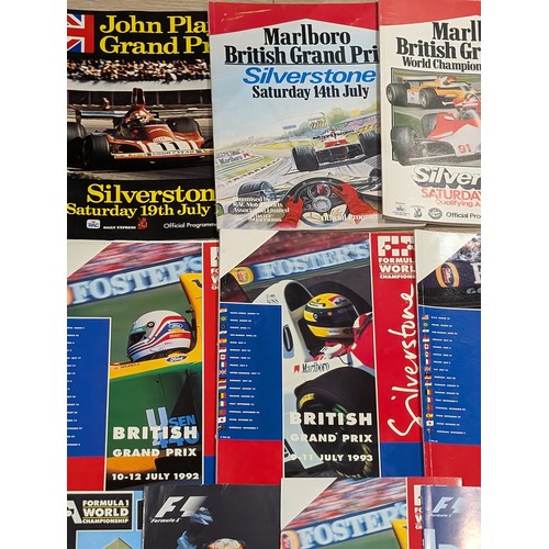 77 - Excellent Bundle Silverstone F1 Programmes 70s Onwards Note Multiple Photos