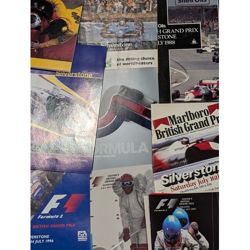 77 - Excellent Bundle Silverstone F1 Programmes 70s Onwards Note Multiple Photos