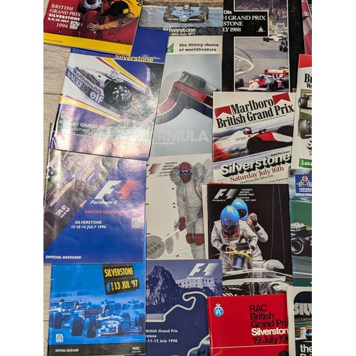 77 - Excellent Bundle Silverstone F1 Programmes 70s Onwards Note Multiple Photos