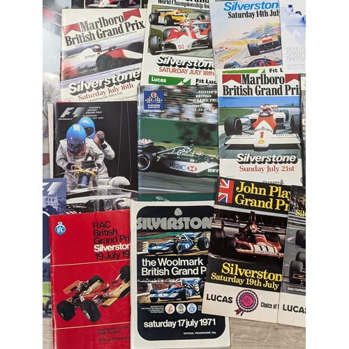 77 - Excellent Bundle Silverstone F1 Programmes 70s Onwards Note Multiple Photos