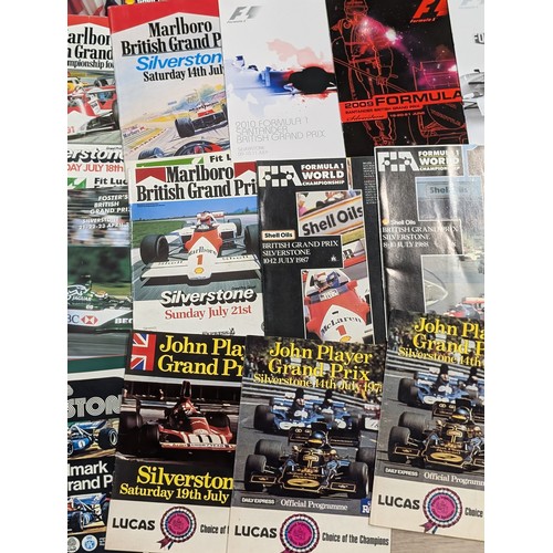 77 - Excellent Bundle Silverstone F1 Programmes 70s Onwards Note Multiple Photos