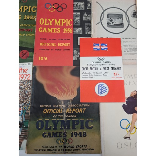 362 - Group (9) Olympic Games Official Reports Booklets, All Appear Good Condition. Plus Great Britain Vs ... 