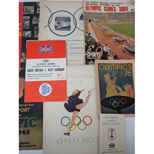 362 - Group (9) Olympic Games Official Reports Booklets, All Appear Good Condition. Plus Great Britain Vs ... 