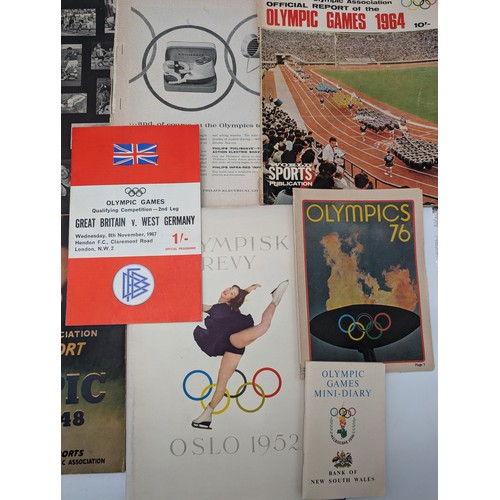 362 - Group (9) Olympic Games Official Reports Booklets, All Appear Good Condition. Plus Great Britain Vs ... 