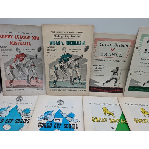 367 - Group Vintage Rugby League Programmes - Challenge Cup Semi Finals, Australia Test Matches, World Cup... 