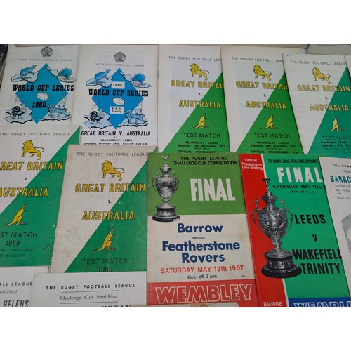 367 - Group Vintage Rugby League Programmes - Challenge Cup Semi Finals, Australia Test Matches, World Cup... 