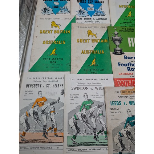 367 - Group Vintage Rugby League Programmes - Challenge Cup Semi Finals, Australia Test Matches, World Cup... 