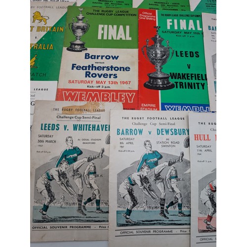 367 - Group Vintage Rugby League Programmes - Challenge Cup Semi Finals, Australia Test Matches, World Cup... 