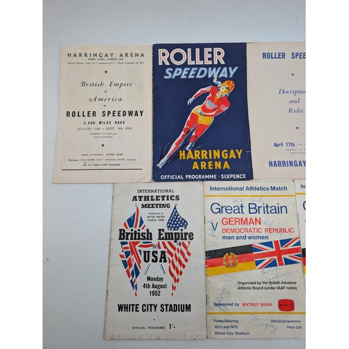 368 - Group (7) Including 1930s Roller Speedway Programmes - Plus 1970 Athletics Programmes One Signed