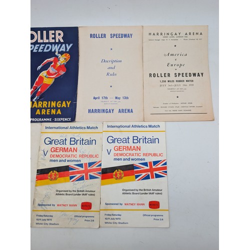 368 - Group (7) Including 1930s Roller Speedway Programmes - Plus 1970 Athletics Programmes One Signed