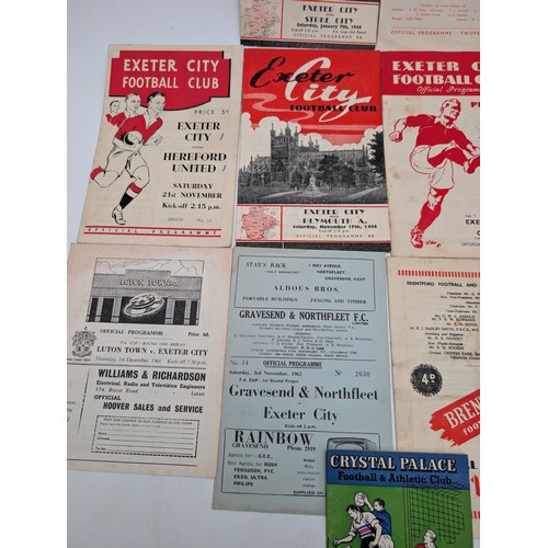 378 - Exeter 1950s Programmes, Including Chelsea FA Cup 4th Round, Plus 60/61 Crystal Palace