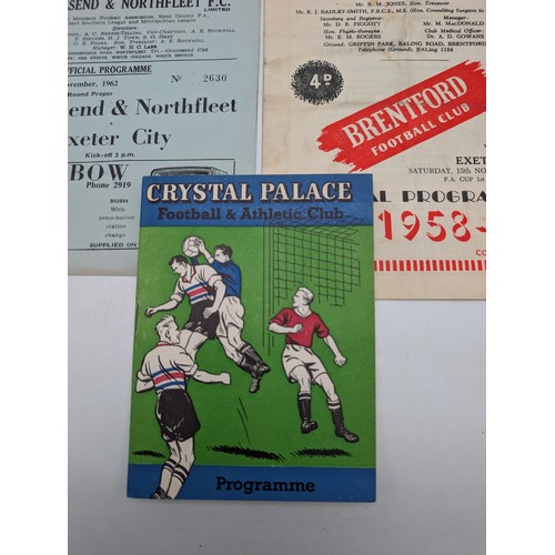 378 - Exeter 1950s Programmes, Including Chelsea FA Cup 4th Round, Plus 60/61 Crystal Palace