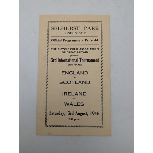 394 - 1946 Bicycle Polo At Selhurst Park Crystal Palace Vs Tottenham Programme Good Condition Annotated