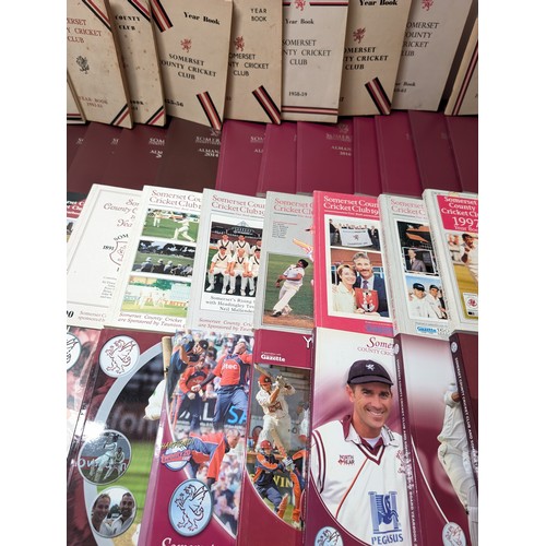 409 - 68 Volumes - 1946-2010 Somerset County Cricket Yearbooks Plus 2010-2019 Almanac Plus Good Condition ... 