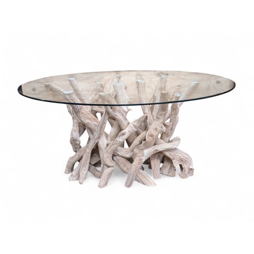 13 - Impressive Driftwood Based Glass Topped Dining Table With 4 Chairs, Believed to Be Doris Brixham. 14... 