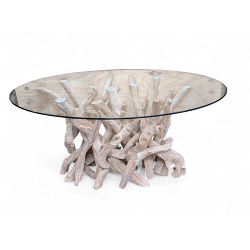 13 - Impressive Driftwood Based Glass Topped Dining Table With 4 Chairs, Believed to Be Doris Brixham. 14... 