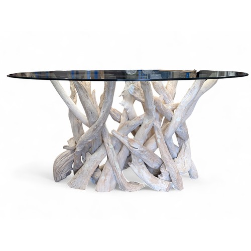 13 - Impressive Driftwood Based Glass Topped Dining Table With 4 Chairs, Believed to Be Doris Brixham. 14... 