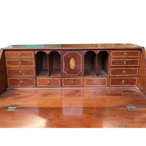 16 - Antique Letter Bureau Late 18C Early 19C, Georgian Attractively Inlaid Interior With Original Keys. ... 