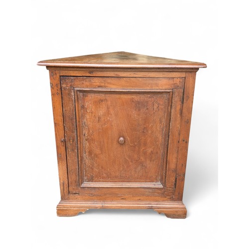 17 - I8th Century Italian Walnut and Inlaid Corner Cupboard, Enclosed by a Panelled Door